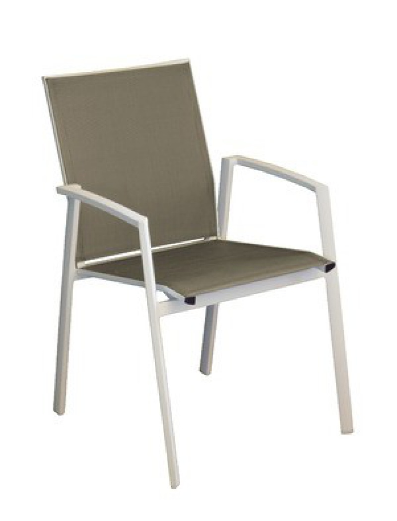 Proloisirs Fauteuil Palma Blanc / Taupe Vendu(e)s par 2